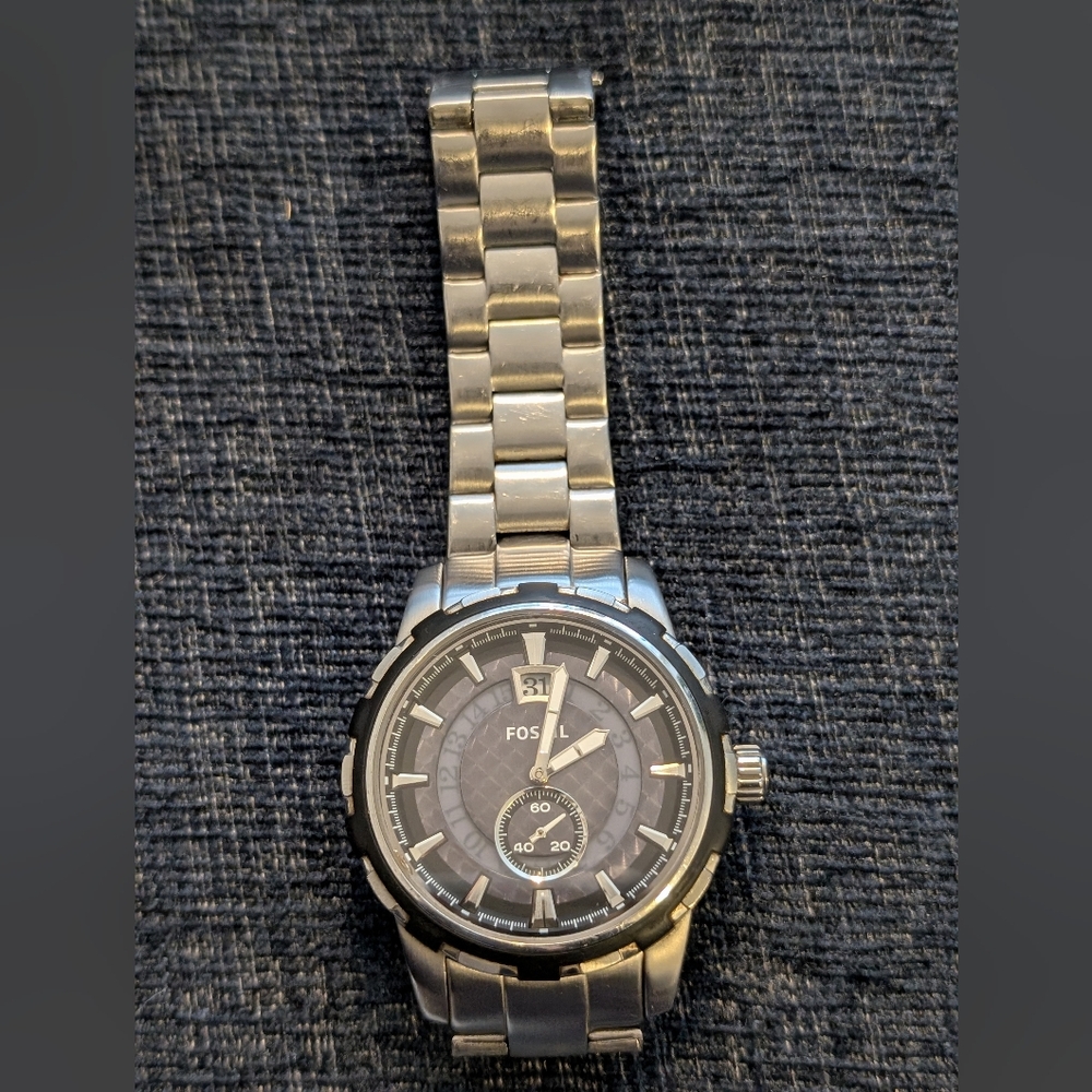 Fossil Silver Watch with Chronograph Features